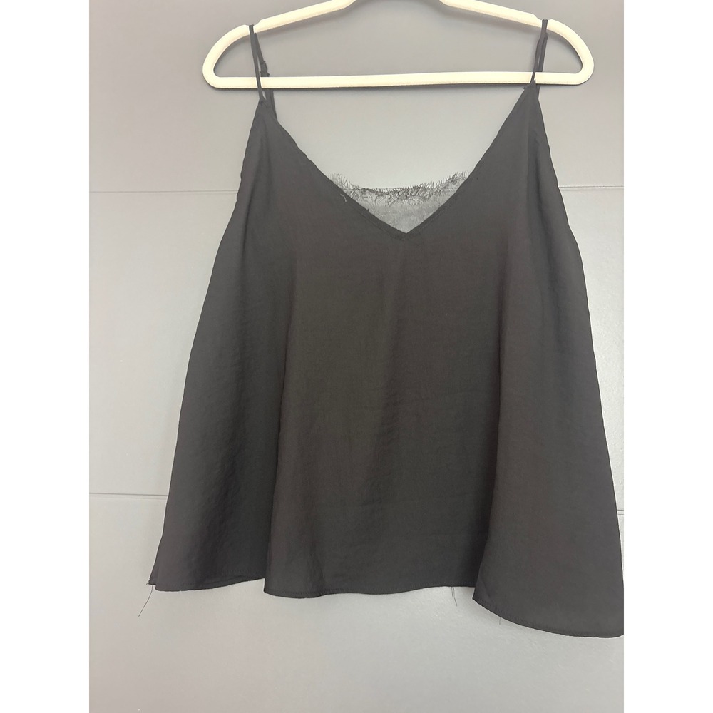 Free People‎ Intimately Black Lace Trim V Neck Flowy Tank Top Camisole